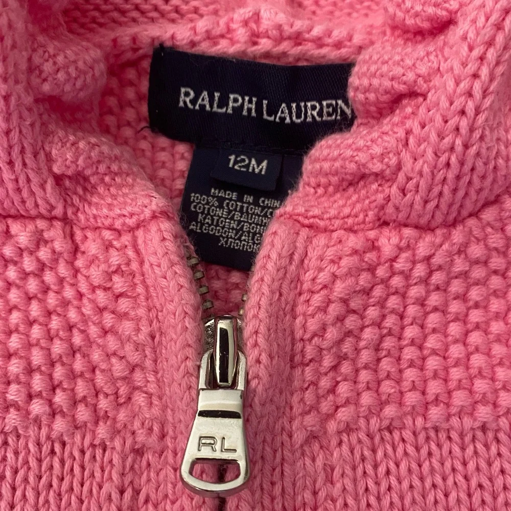 Ralph Lauren Pink Hooded Knit Baby Jacket